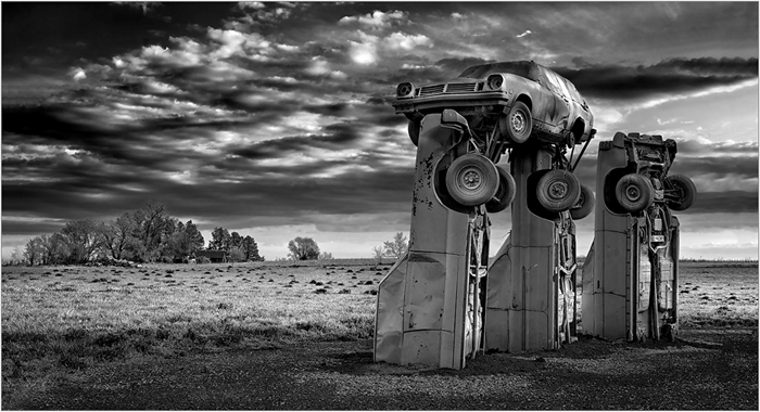 Station Wagon on Up-ENded Car Sculptures